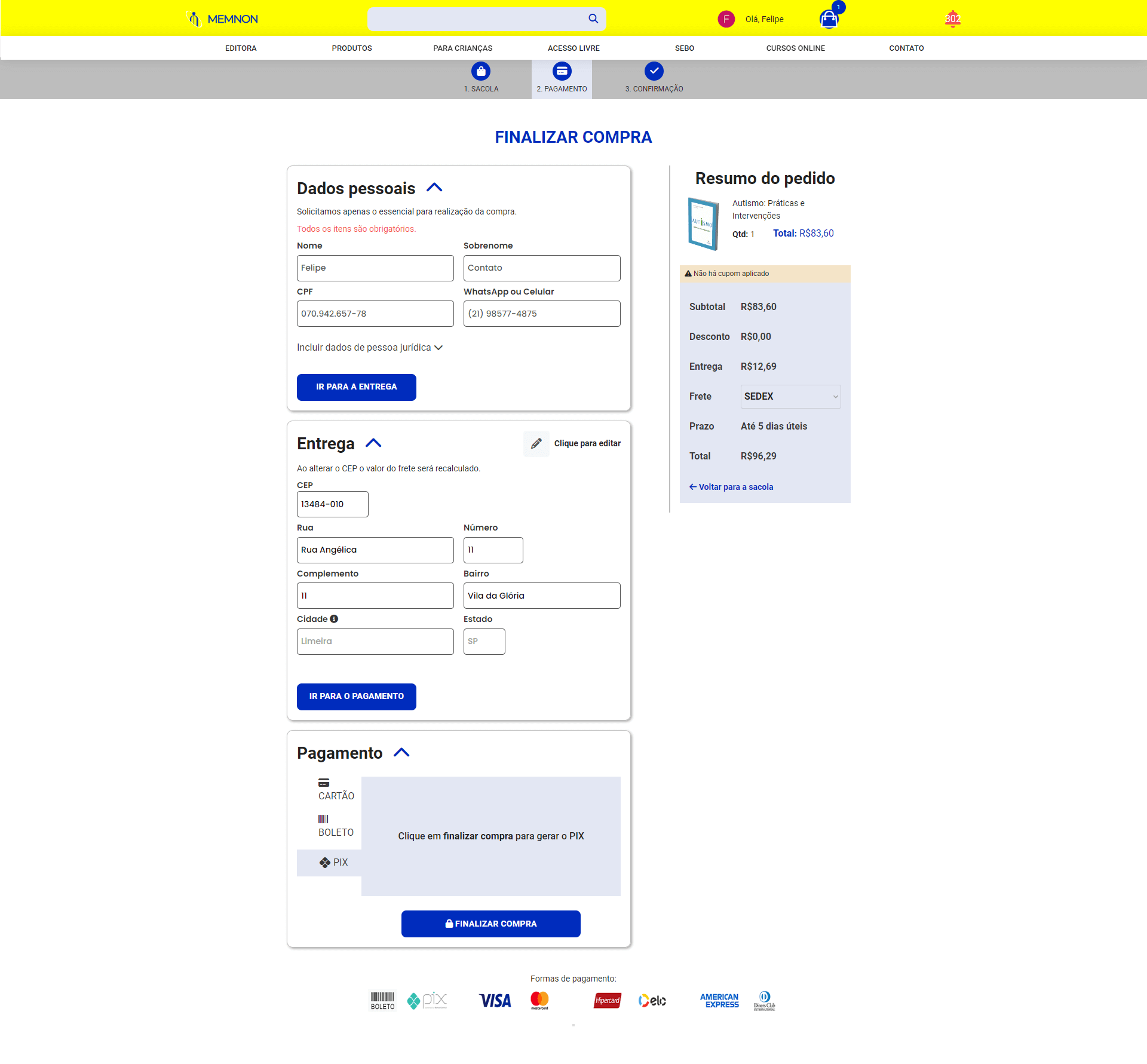 Memnon Edições Científicas Ecommerce personalizado para venda de cursos online, livros impressos e digitais.